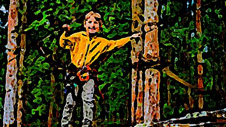 Accrobranche accrobranche - bois - arbres - équilibre - haut Tu pars faire de l'accrobranche et le parcours est assez dur...